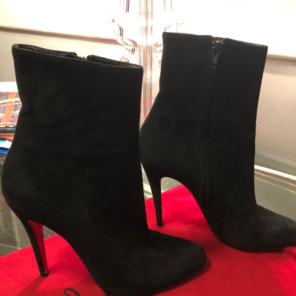 Christian Louboutin black suede boots size 38.